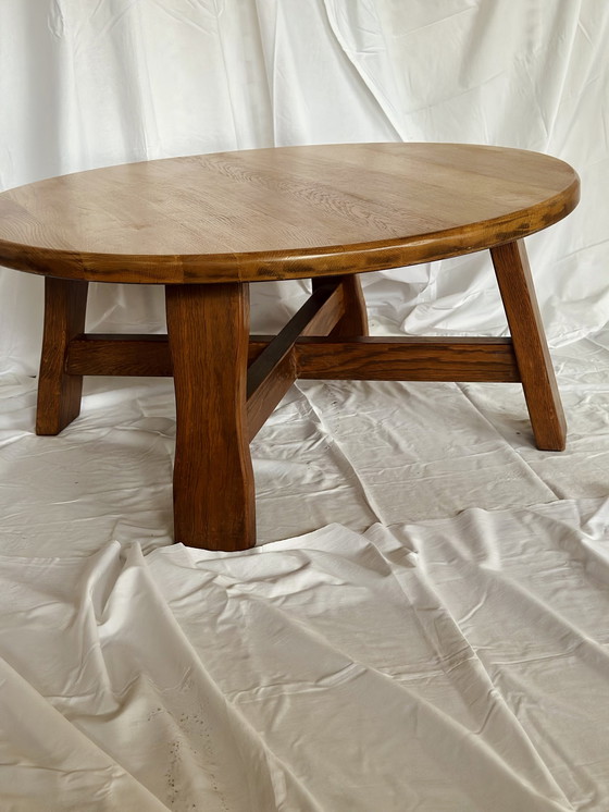 Image 1 of Oak coffee table, brutalist style, vintage