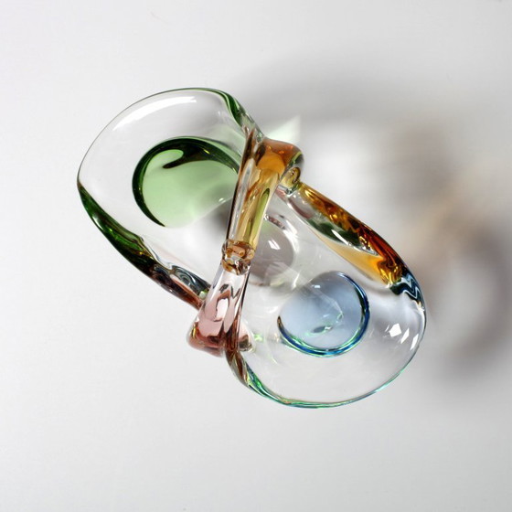 Image 1 of Mid-Century Art Glass Basket Vase Rhapsody by František Zemek / Czech Republic / 1956