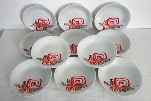 11 assiettes creuses Winterling Marktleuthen Bavaria 70's