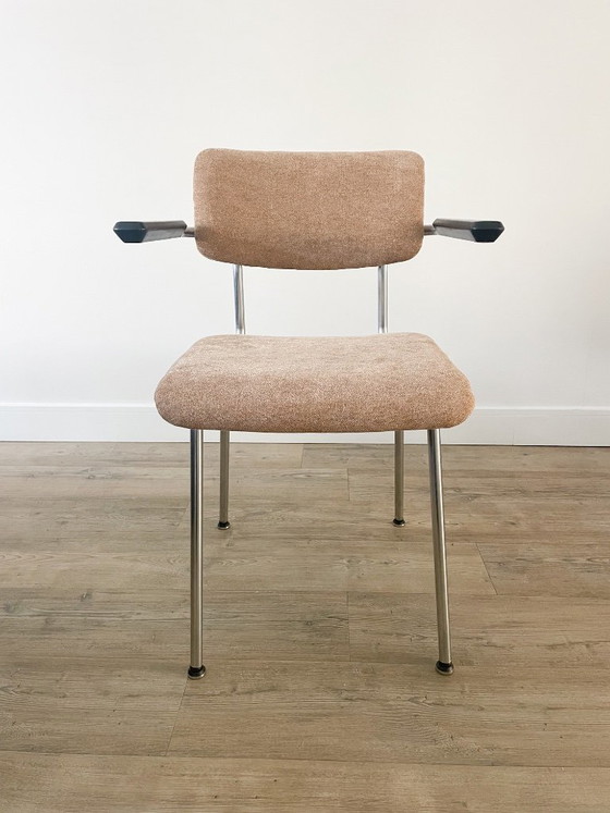 Gispen 1235 | appena rivestito | colore sabbia, Sedie da pranzo, Tessile, Metallo, Beige, Vintage (foto 2 di 7)
