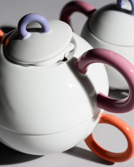 Image 1 of Matteo Thun “Tea for One” Porcelain Full Set Arzberg Postmodern Design Memphis