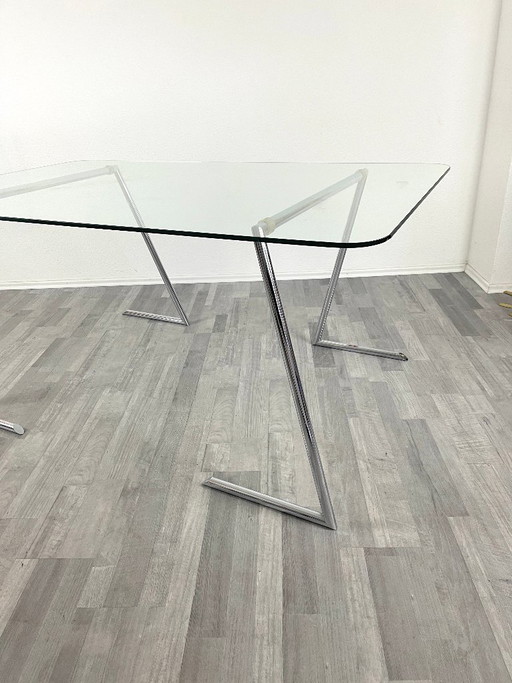 80s Design Rahmlow Dining Table / Desk – Chrome & Glass – eettafels (photo 2 of 9)
