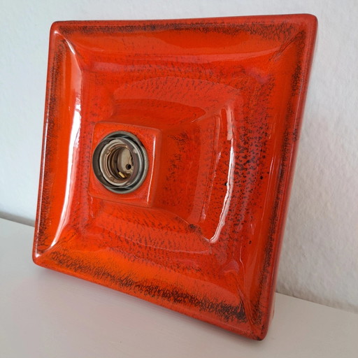 Applique Hustadt Leuchten, céramique, rouge-orange, années 1970 – wandlampen, Ceramic, Metal (photo 2 of 12)