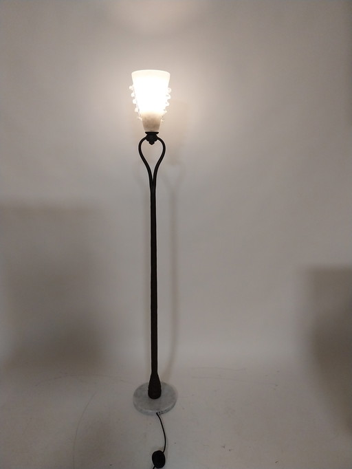 1 X Banci Firenze Bronze With Murano Glass Floor Lamp 1970s