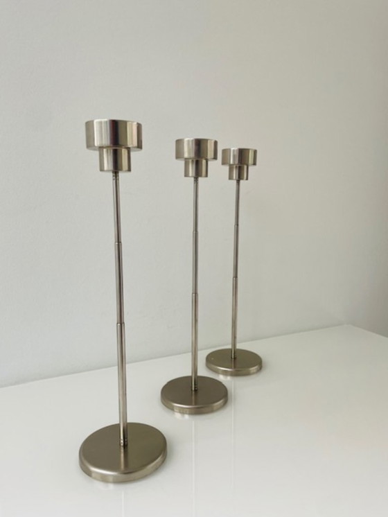 Image 1 of Set di 3 candelieri regolabili in acciaio inox