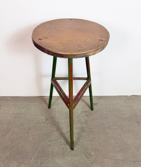 Image 1 of Grüner Werkstatthocker im Industriestil, 1960er Jahre