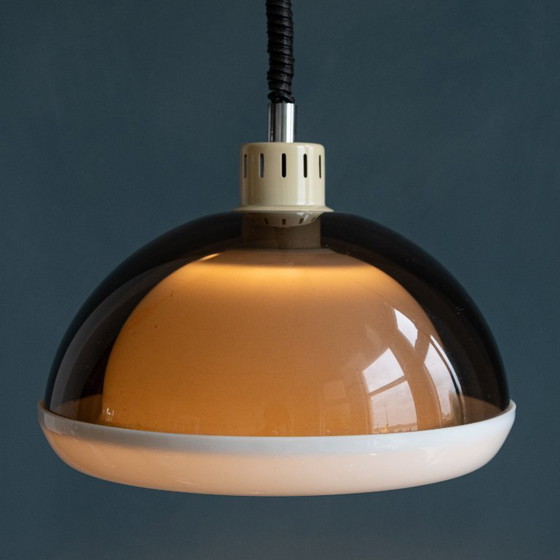 Image 1 of Lampada a sospensione vintage Space Age in grigio fumo e bianco