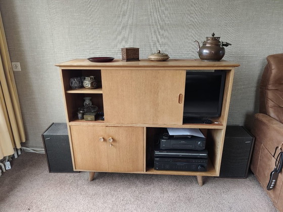 Vintage handgemaakt volledig massief houten dressoir/Audio TV Meubel Jaren 50/60 Mid Century Modern Stijl (photo 3 of 5)