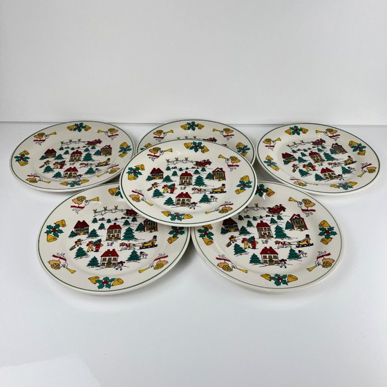 Image 1 of Set di 6 piatti da dessert natalizi, 1980