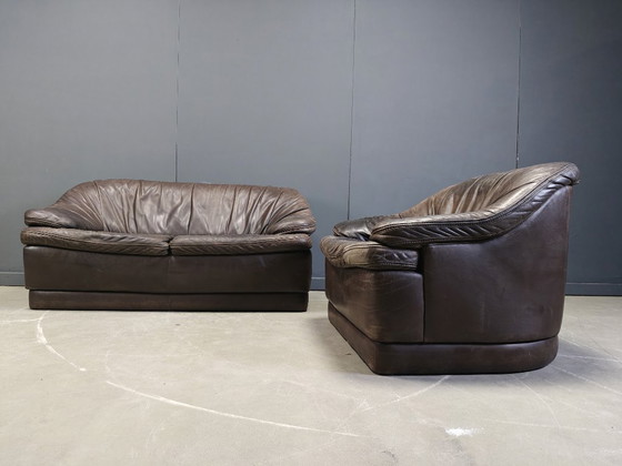 Image 1 of Set di divani in pelle vintage, anni '70