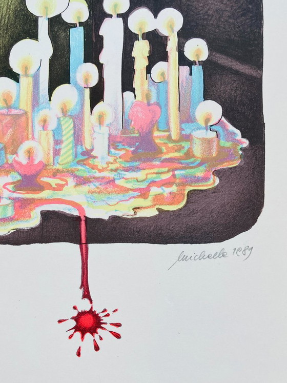 Sérigraphie Vintage - 1989, Lithographies et sérigraphies, Papier, Multicolore (photo 3 sur 5)