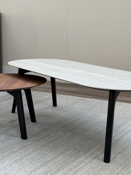 Leolux Rolan coffee table set walnut/ceramic