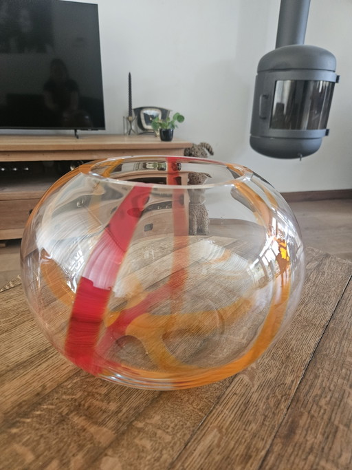 LSA International glazen vaas • Oranje/Rood • Handgeblazen