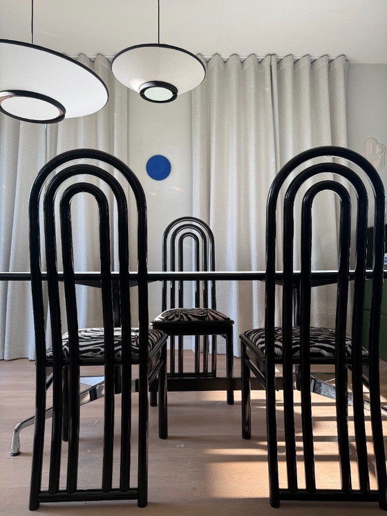 Image 1 of Set of 3 Postmodern Dining Chairs – Memphis Style – Zebra Print