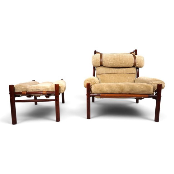 Arne Norell Inca fauteuil met voetenbank – Originele corduroy bekleding, 1970 – Textile, Vintage (photo 6 of 21)