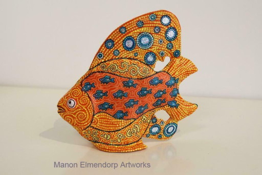 Figurine 100 % faite à la main, peinte avec des poissons Nouveau