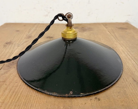 Image 1 of Industriële zwarte emaille lamp, jaren 1930