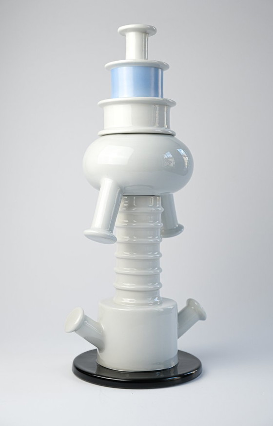 Image 1 of Ettore Sottsass Postmodern "Tigris" Porcelain Vase For Memphis Milano, 1983