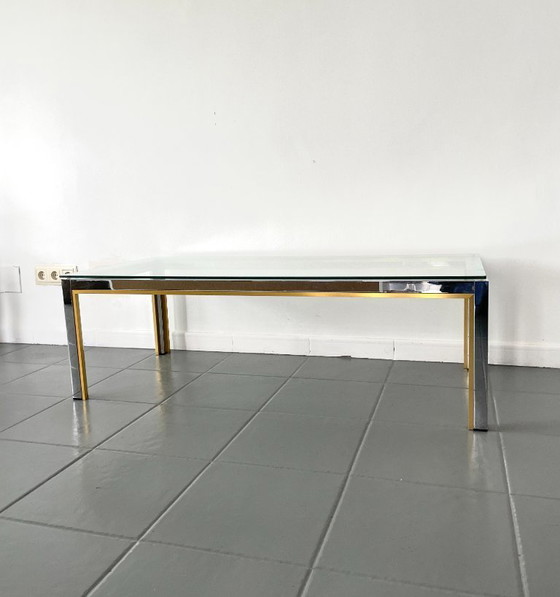 Image 1 of Romeo Rega coffee table in chrome and gold, Italy, 1970s