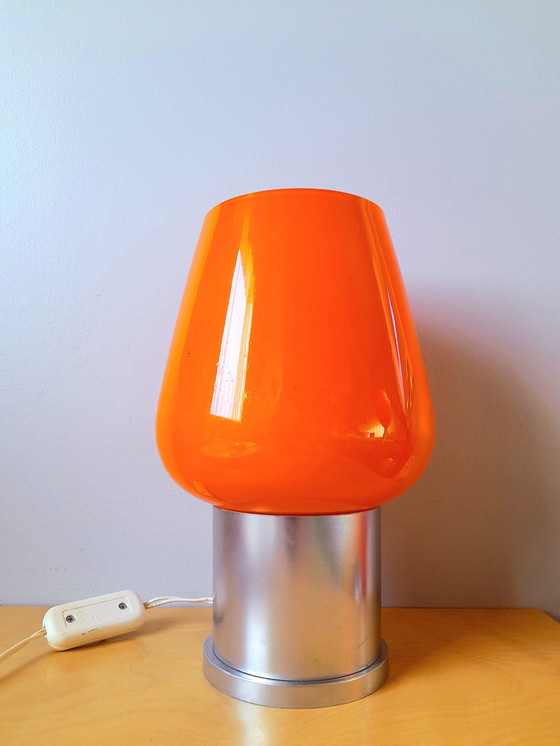Image 1 of Lampe space age en opaline orange 1970