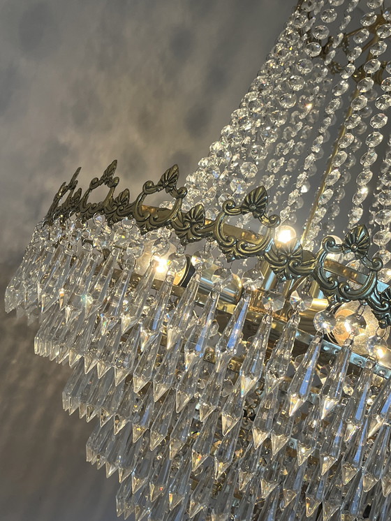 Image 1 of Lustre vintage en cristal avec pendentifs