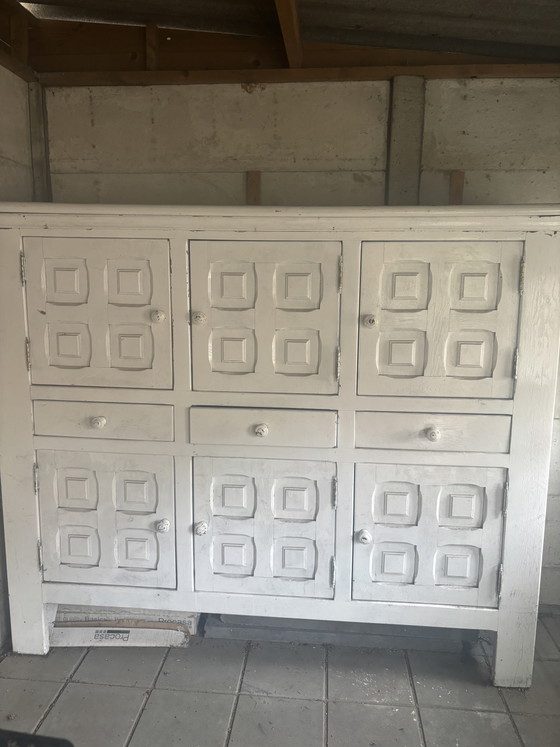 Image 1 of Grote Vintage Brutalist Buffetkast / Dressoir – 201 x 164 cm