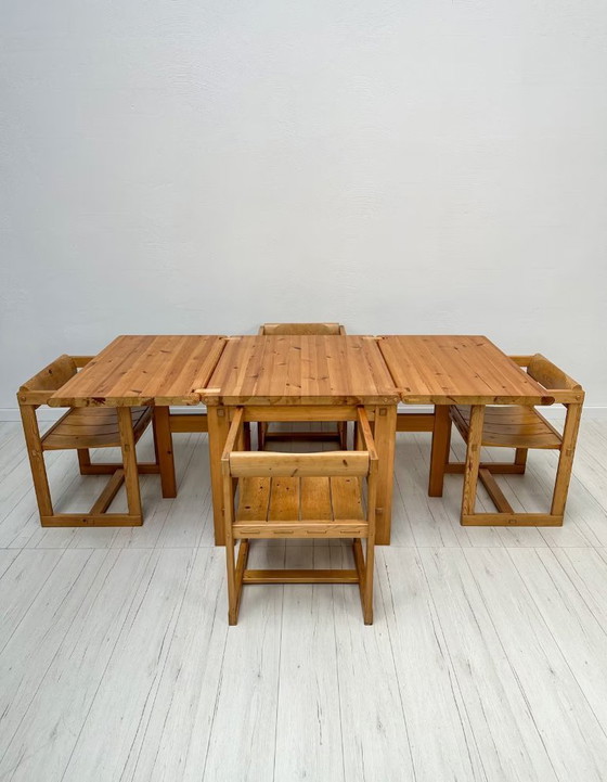 Image 1 of Vintage ‘Fureka’ Pine Drop-Leaf Dining Table by Edvin Helseth for Stange Bruk 60s