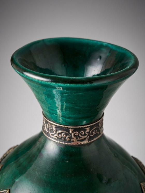 Vaso marocchino in ceramica verde e metallo – 15 cm – Vasi (photo 5 of 6)