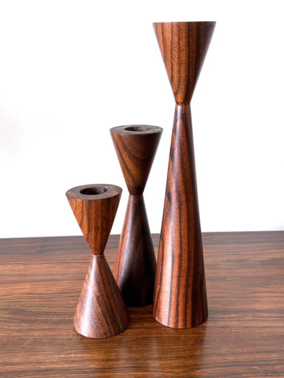 Image 1 of Candelieri in legno vintage di metà secolo, design danese anni '60/'70