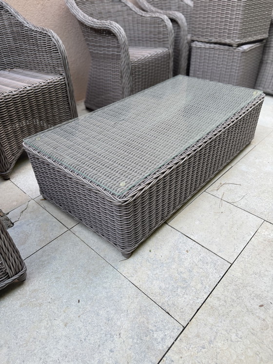 Image 1 of Faux Wicker rectangular Coffee Table