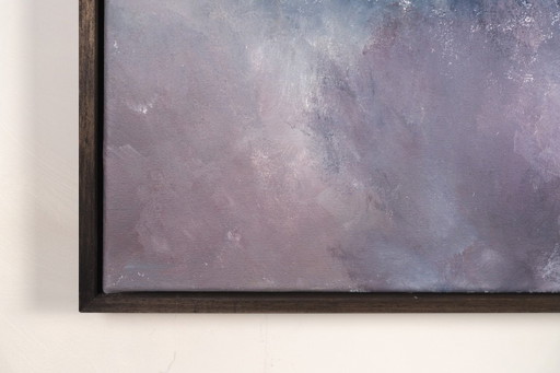 Large Original Framed Abstract Landscape Painting in Pink and Blue - A Doorway for Later (photo 2 of 19)