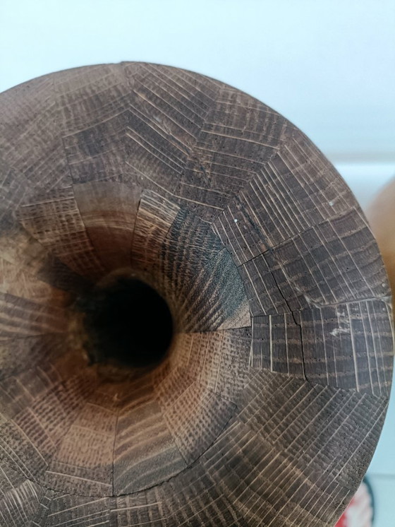 Image 1 of Vintage set zeldzaam Midcentury Art Vaas in Hardhout van Maurice Bonami voor De Coene Frères. Made in België in de jaren 50