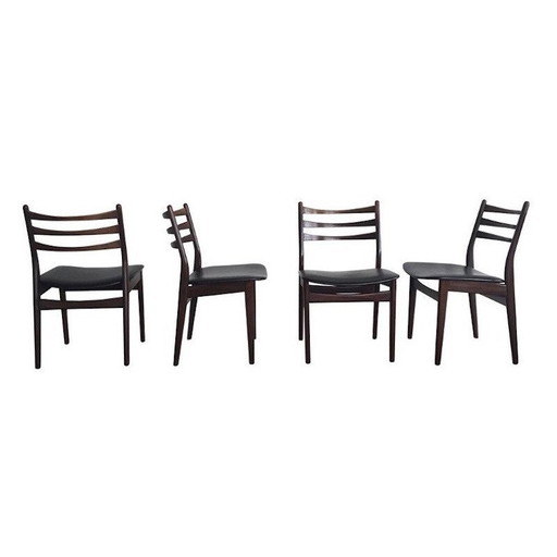 Set di 4 sedie vintage in legno e similpelle, 1950