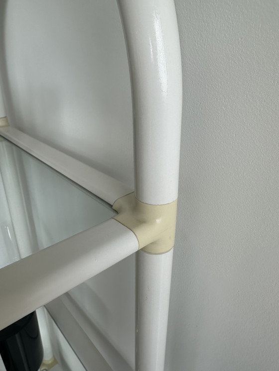 Image 1 of Scaffale vintage retrò Space Age in vetro acrilico bianco crema