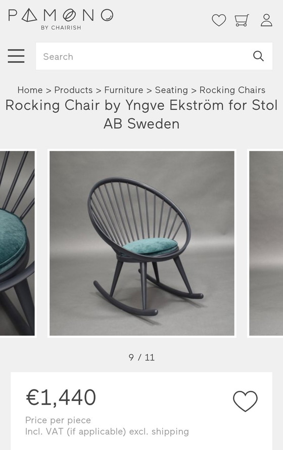 Image 1 of Rara sedia a dondolo Circle - design Yngve Ekström