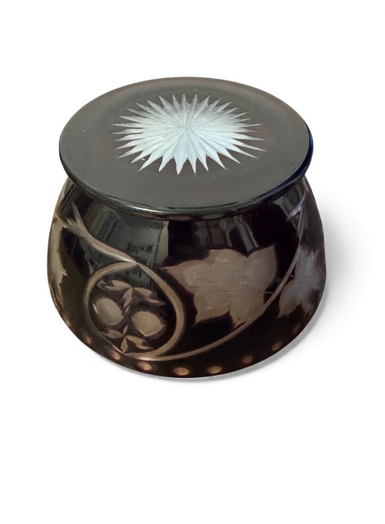 Image 1 of Bohemian crystal salad bowl set from the 1960s