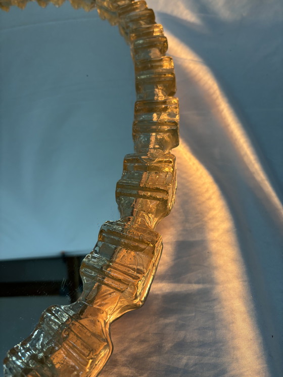 Image 1 of Specchio vintage illuminato in vetro ghiacciato di Honsel Leuchten 1970!