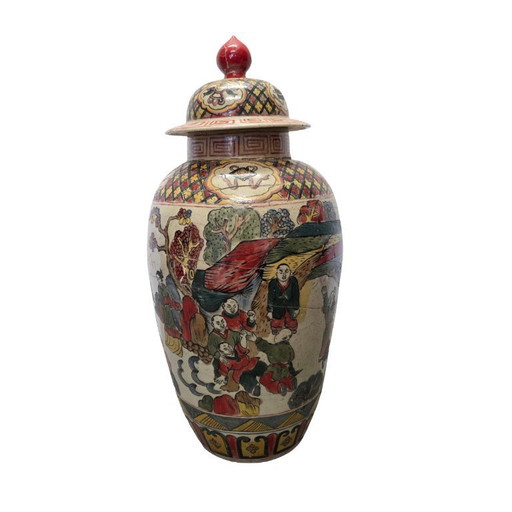 Große chinesische Deckelvase Chenghua, um 1900