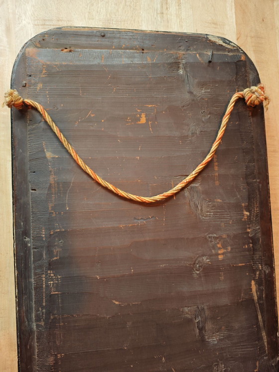 Antique black and gold wall mirror from approx. 1880, Glass, Wood (photo 12 of 15)