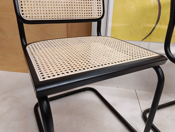 Image 1 of ALIVARMVSEVM 104. SET of 2 CESCA B32 Chairs (NEW) in Black Frame Limited Edition 