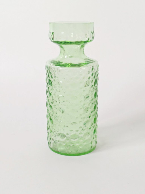 Vaso Jacinthe di metà secolo | Vetro verde Hobnail | Germania anni '70