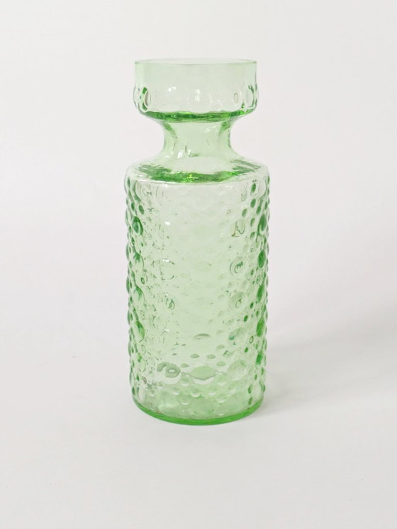 Image 1 of Jacinthe vaas uit het midden van de vorige eeuw | Groen spijkerglas | Duitsland, jaren 70