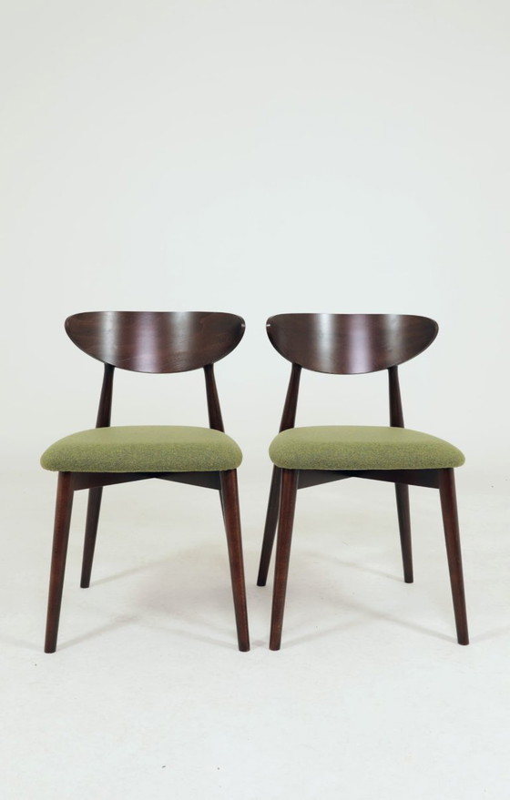 Image 1 of Sillas de comedor escandinavas de bouclé verde, juego de 6