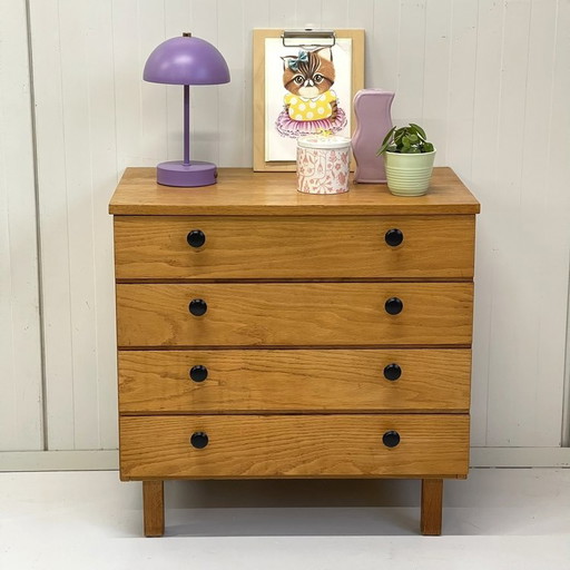 Commode Vintage Midcentury Sixties Bouton Noir