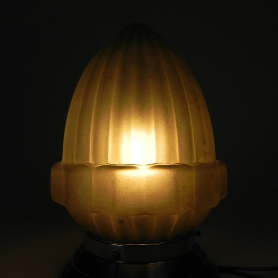 Image 1 of Art-Deco-Deckenleuchte mit mattiertem Glasschirm, 1930er Jahre