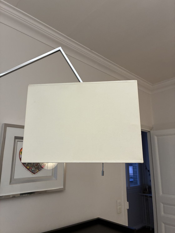 Image 1 of Lampadaire Cinna bois chrome et tissu