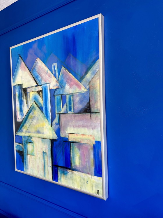 Image 1 of Painting by Anke Peddemors Electric Blue Houses