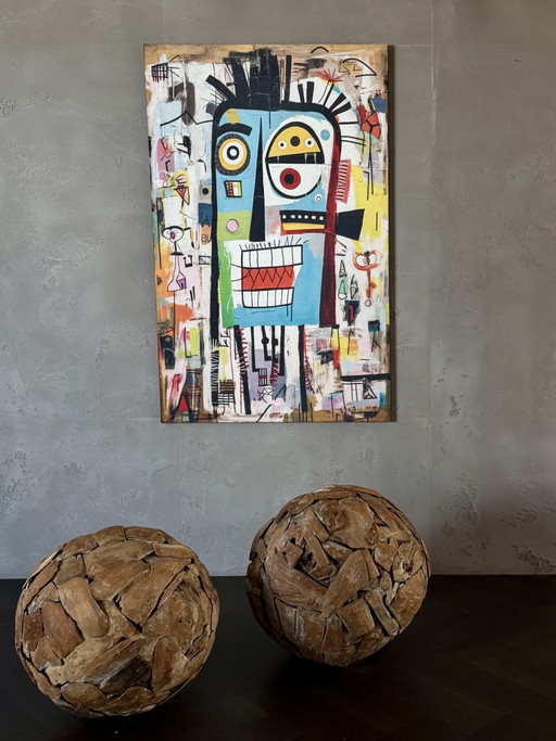 Estampe sur velours (d'après Basquiat) 140 x 90 cm