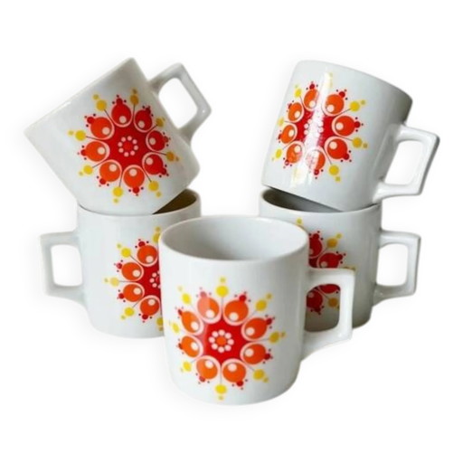 Set van 5 porseleinen koffiekopjes uit de jaren 70 - Bavaria Germany