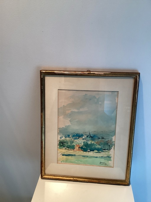 Wunderschönes Original Aquarell „Rosmeer“ – Signiert Swinnen.